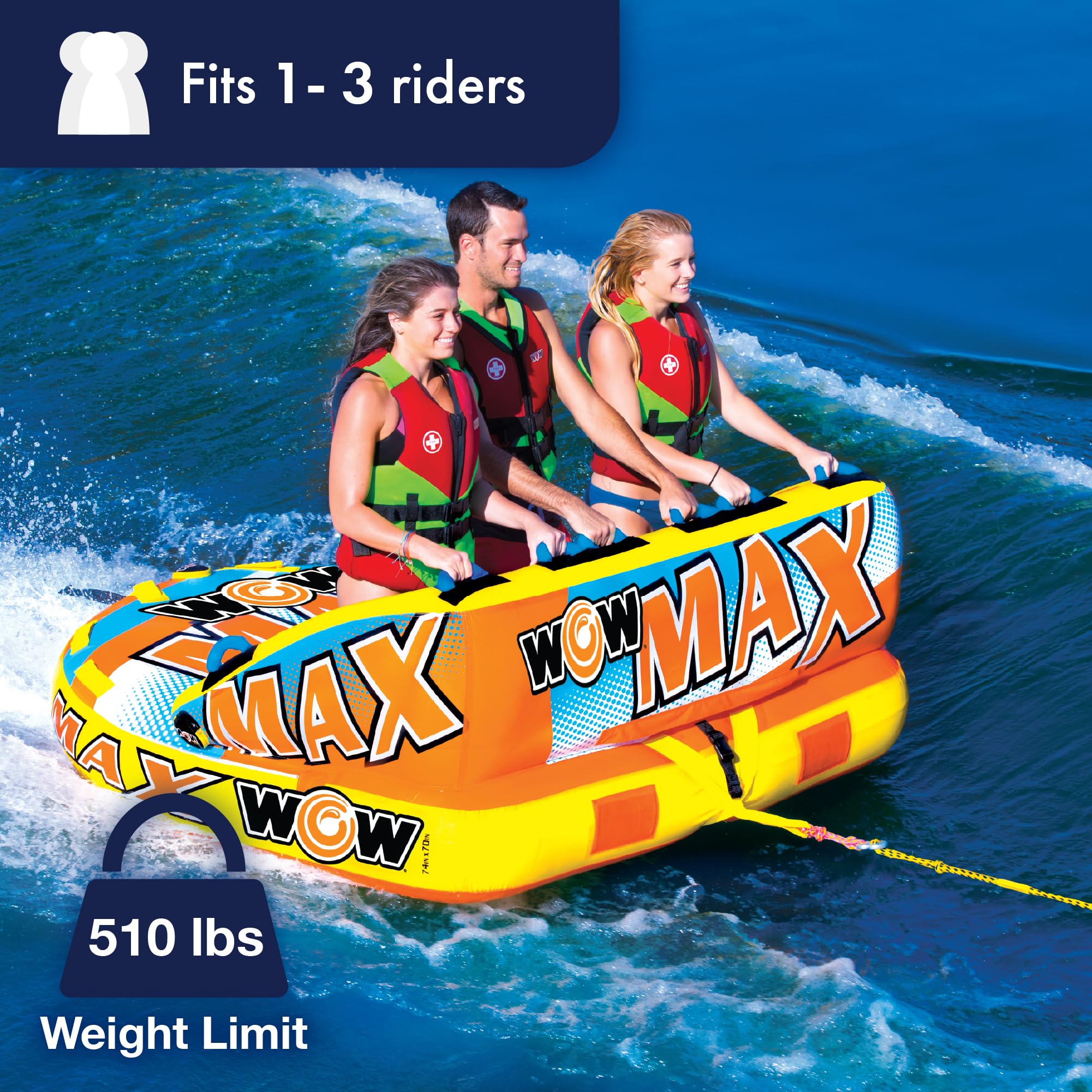 Inflatable Towable Deck Tube for Up to 3 Riders