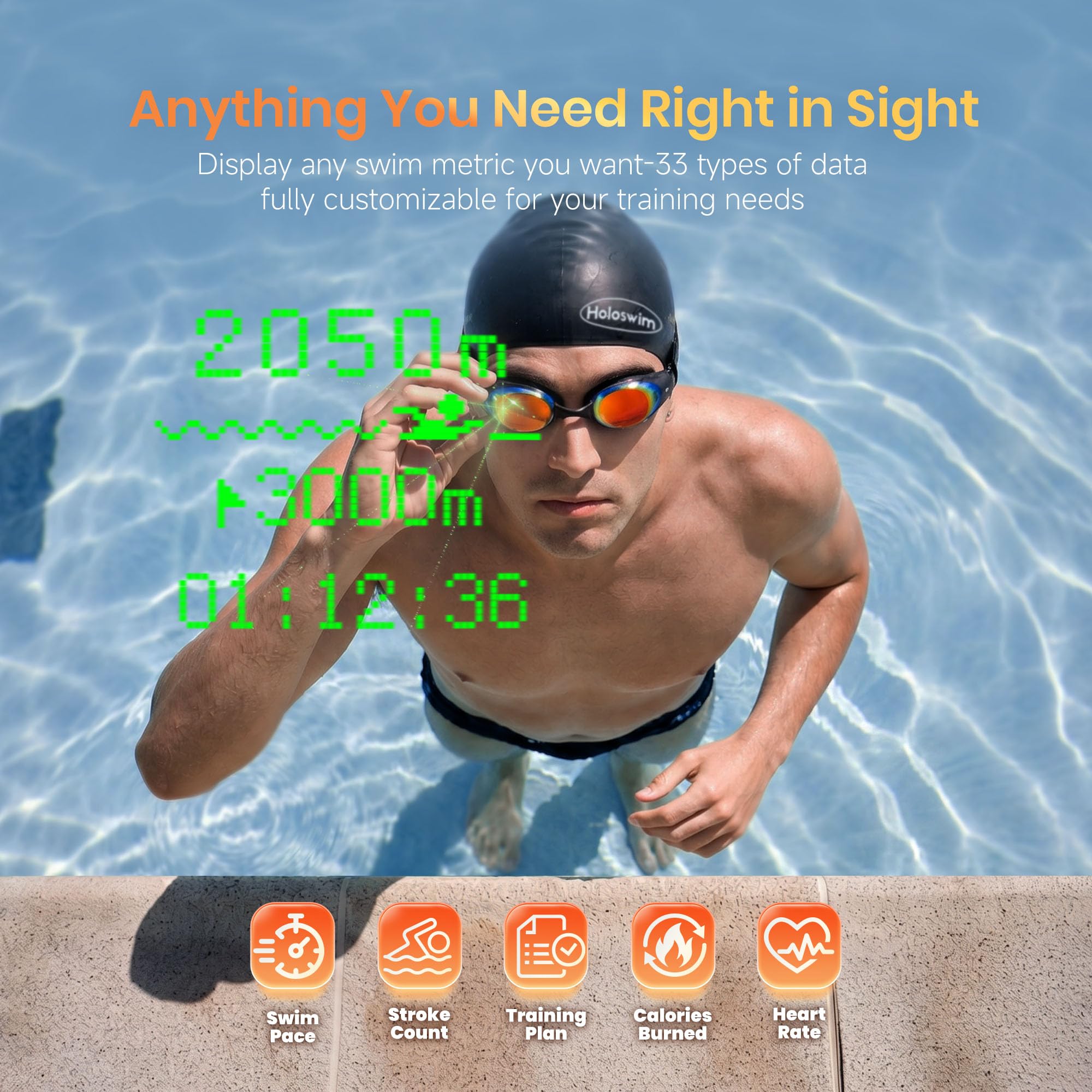Smart AR Swim Goggles with GPS and Training Data Tracking