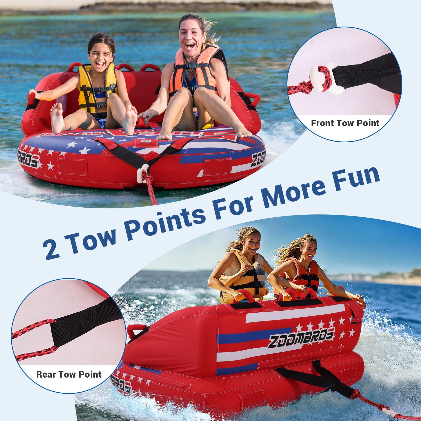 2-3 Person Towable Tube with Durable Cover for Boating