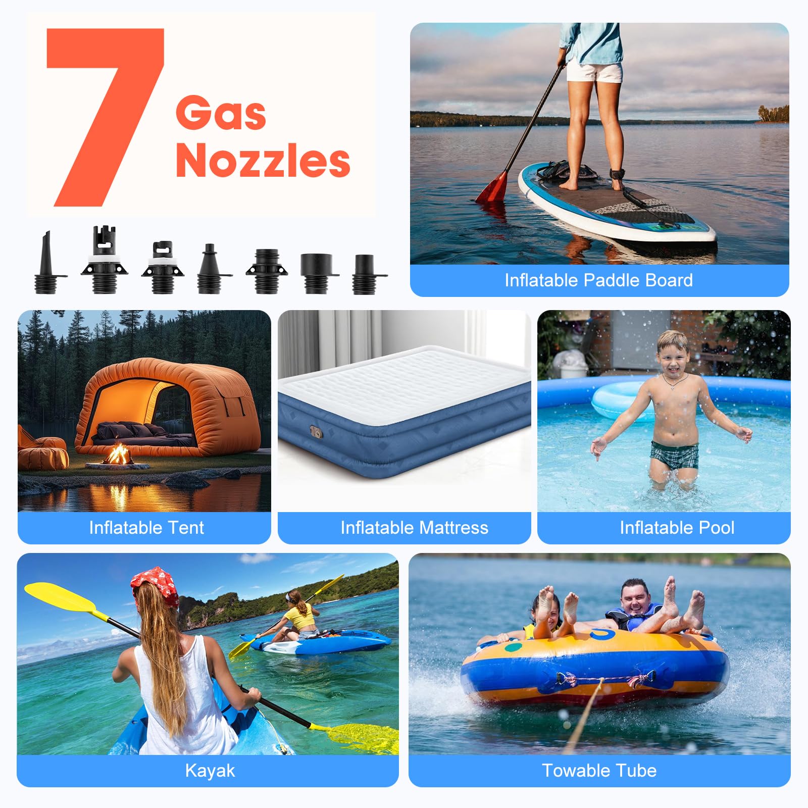 Rechargeable Electric Paddle Board Pump with Auto-Off Function
