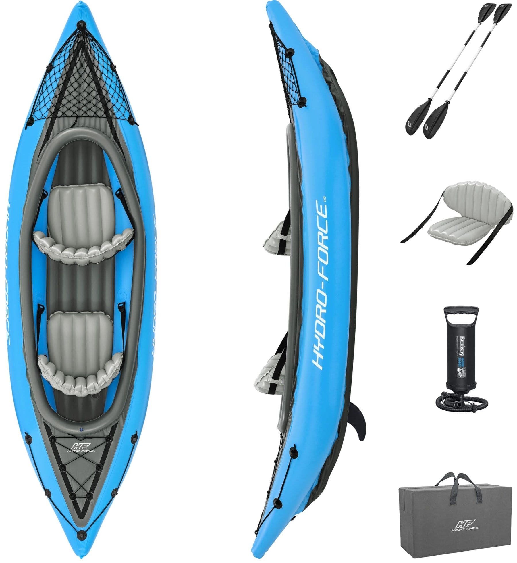 Inflatable Kayak Set with Seat, Paddle, Pump and Carry Bag