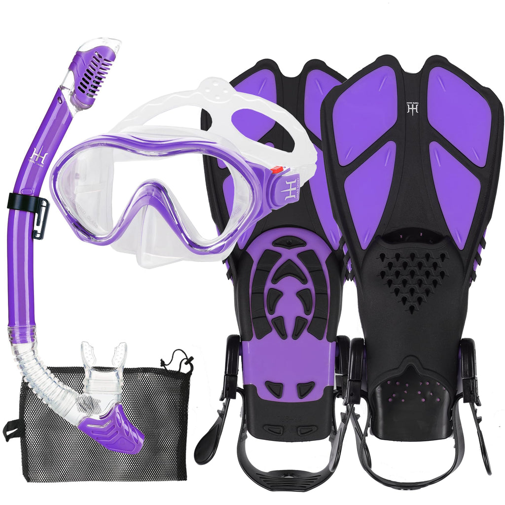 Kids Snorkel Set with Mask, Fins and Mesh Carry Bag