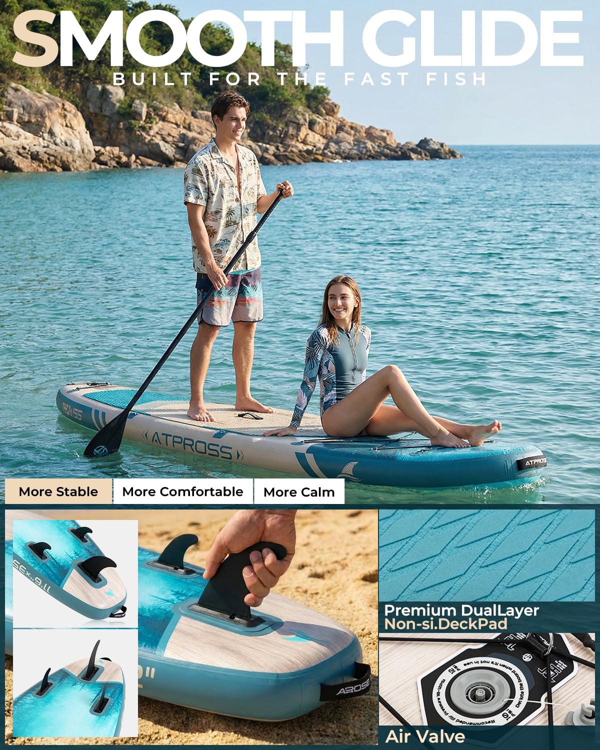 Inflatable Stand Up Paddle Board with Accessories and Stable Deck