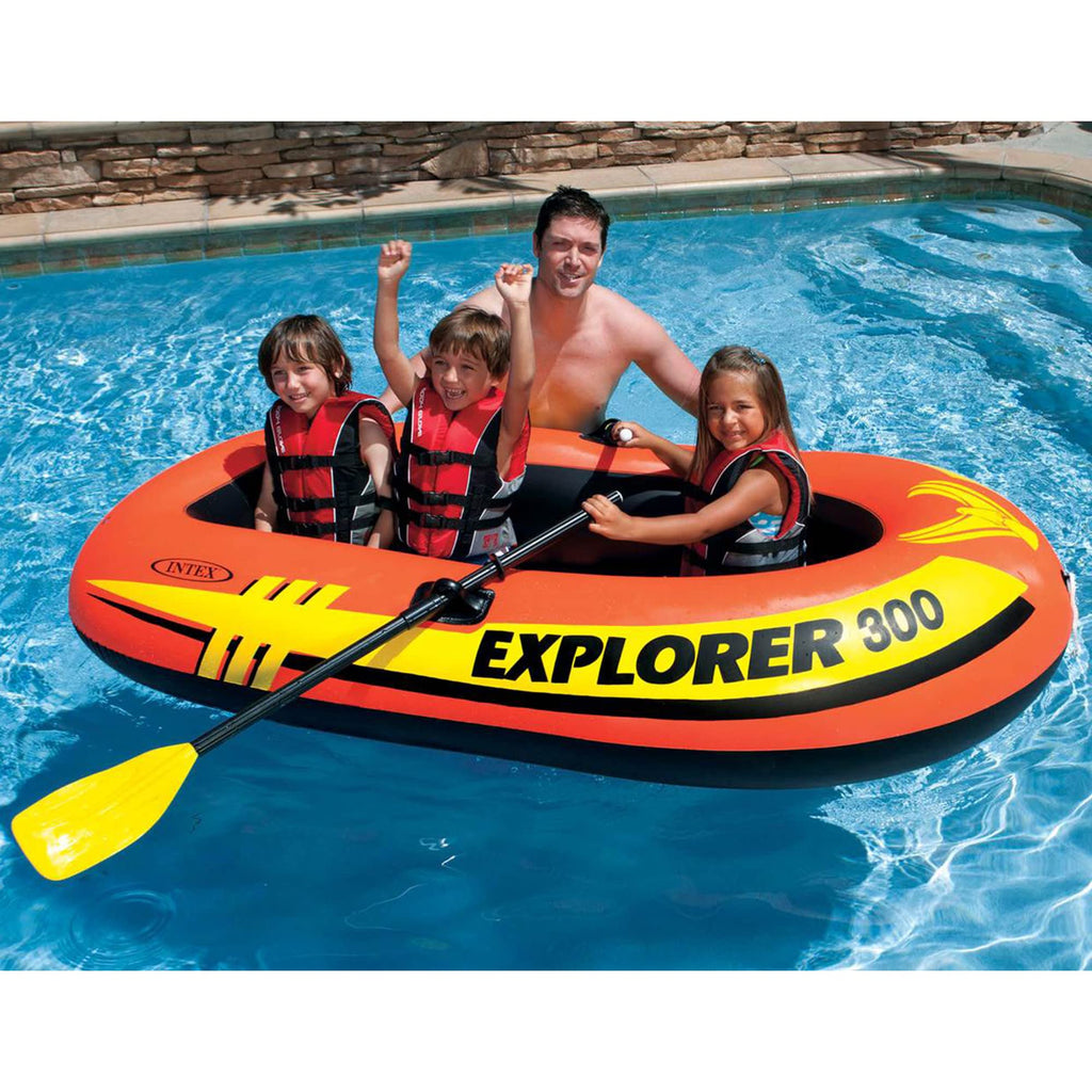 INTEX Explorer 300 Kiddie Inflatable Boat Set with Oars and Pump, 2-Pack