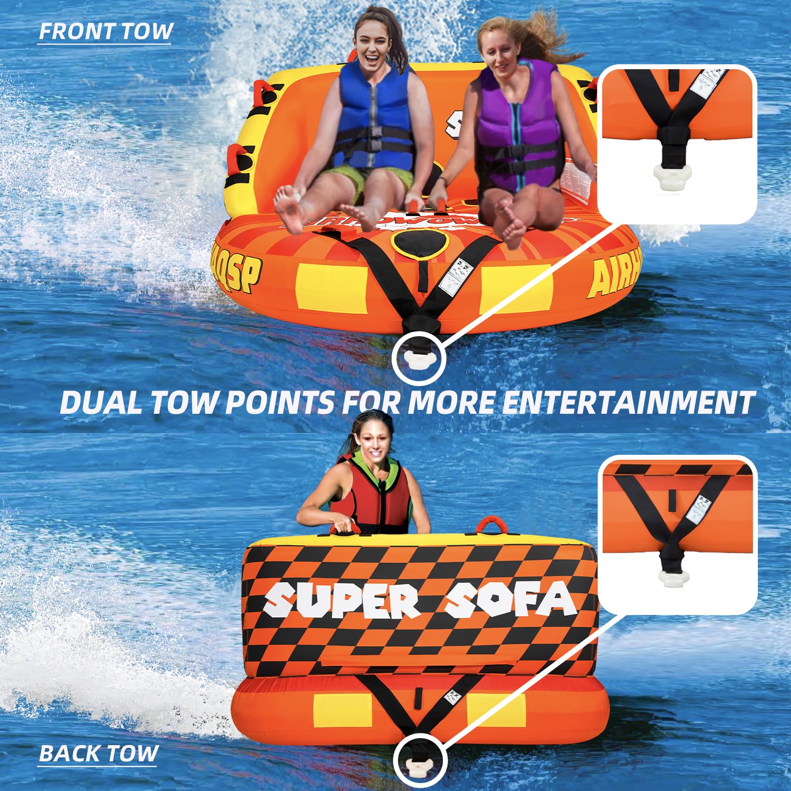 1-4 Person Towable Sofa Tube with Heavy-Duty Nylon Cover