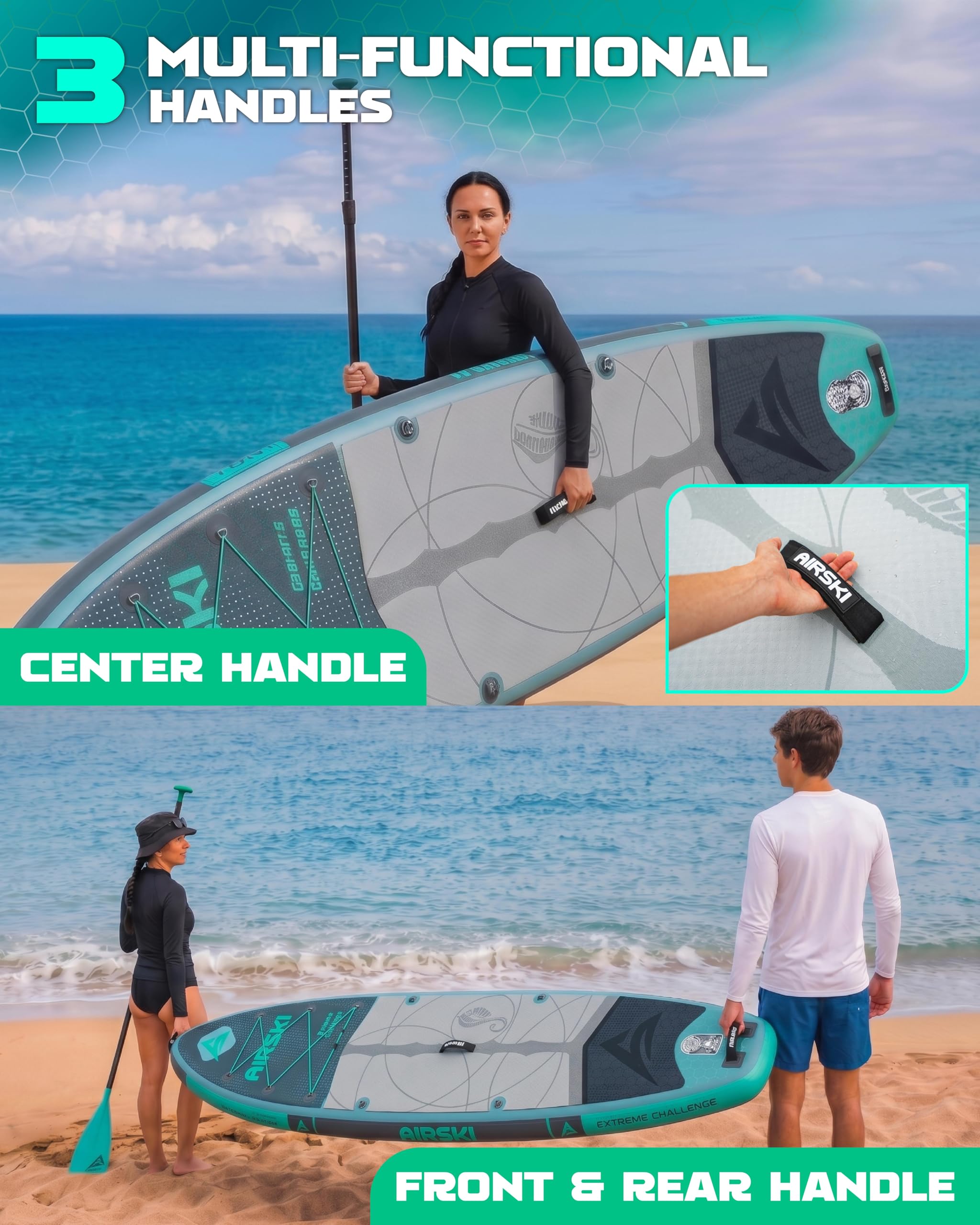 Airski 11'x34 Extra Wide Inflatable Paddle Boards, Family SUP/Yoga/Fishing