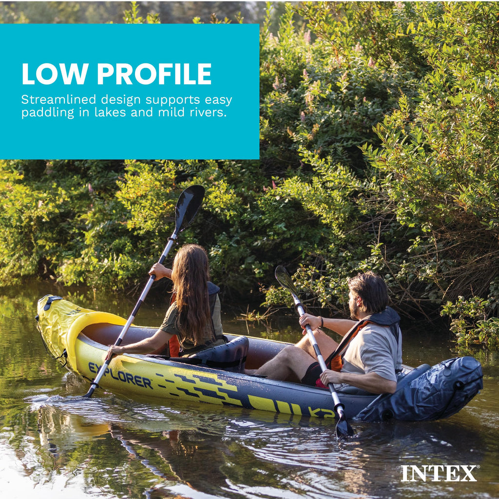 Inflatable 2 Person Kayak Set with Paddles, Pump and Backrests