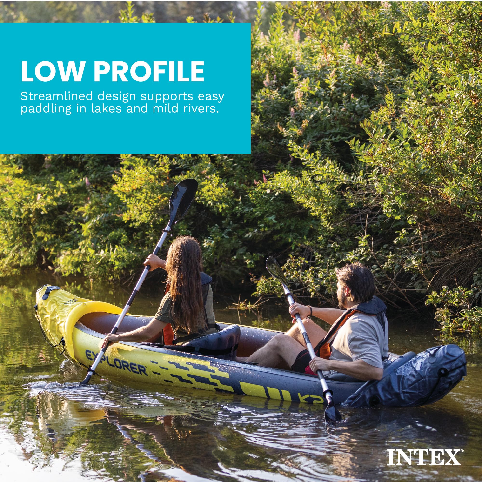Inflatable 2 Person Kayak Set with Paddles, Pump and Backrests