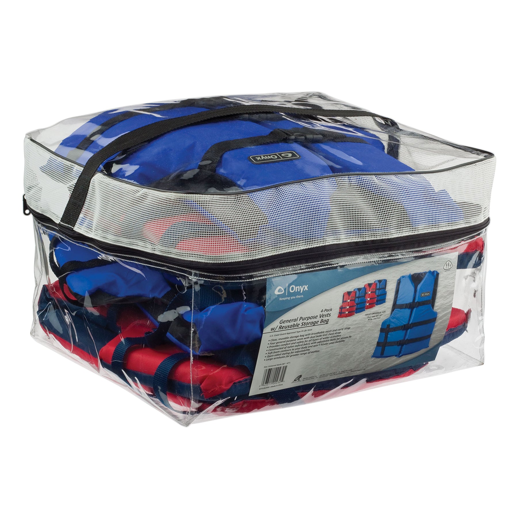 Adult Universal Life Vest Pack with Adjustable Fit and Buoyancy