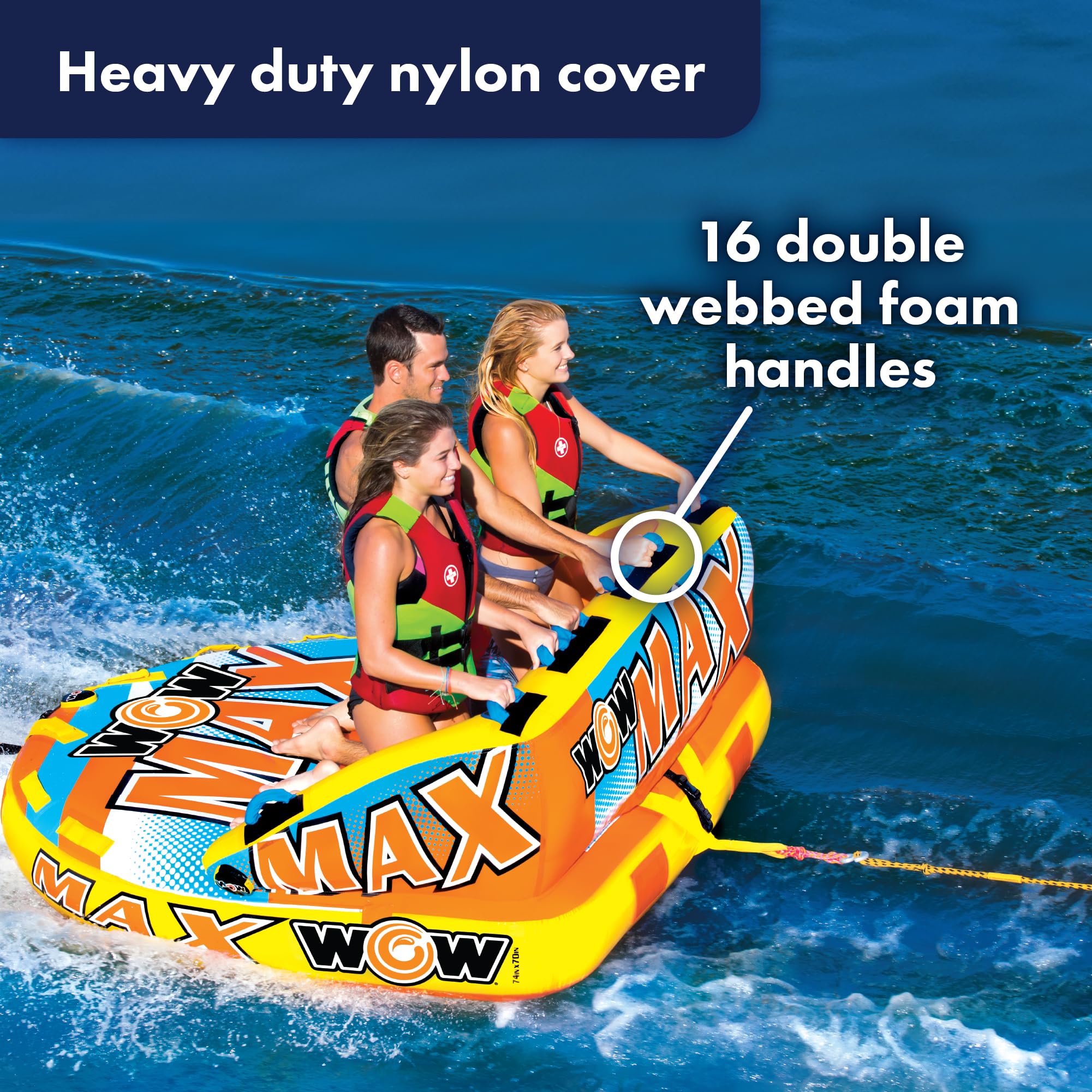 Inflatable Towable Deck Tube for Up to 3 Riders