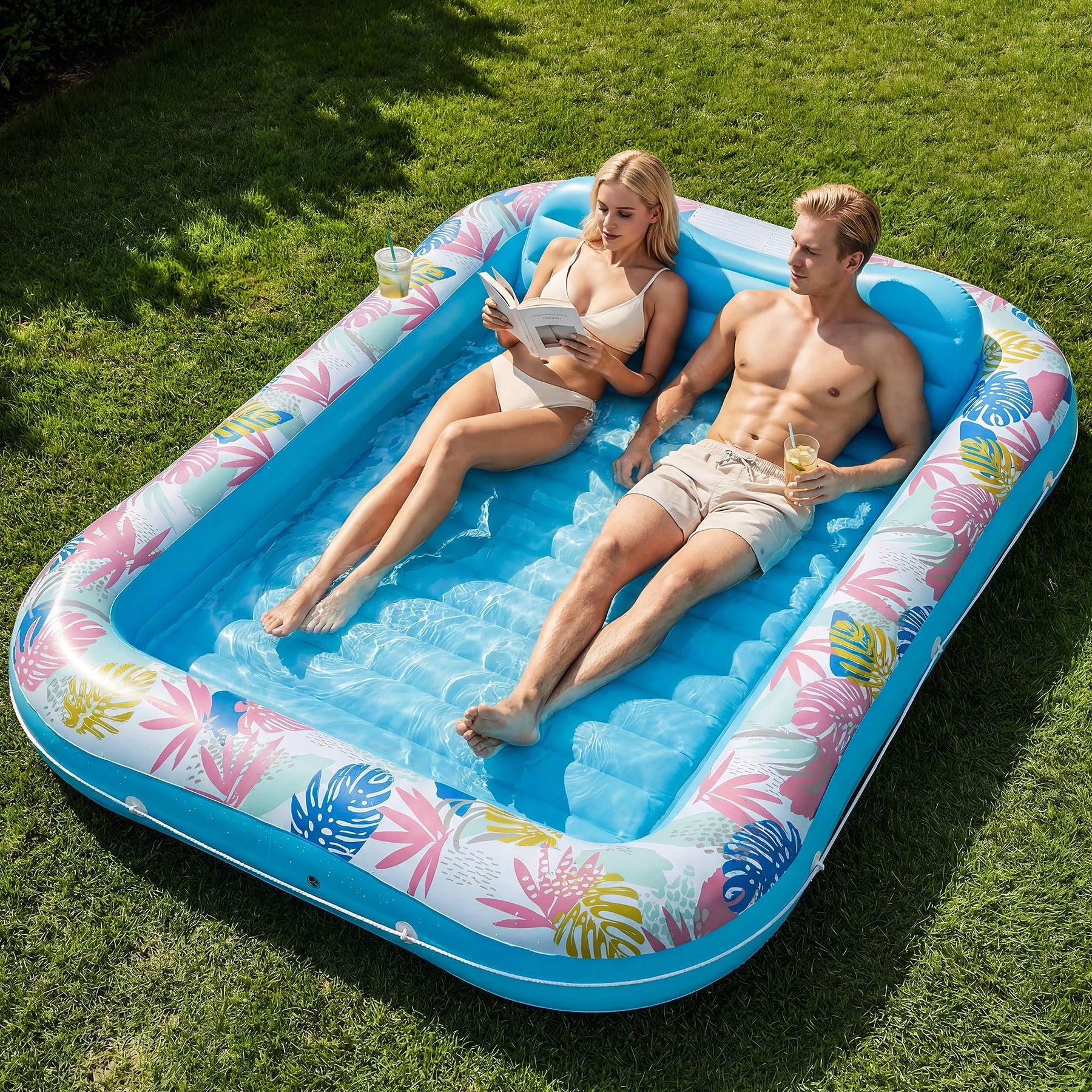 OKSUWATER Inflatable Tanning Pool Lounger
