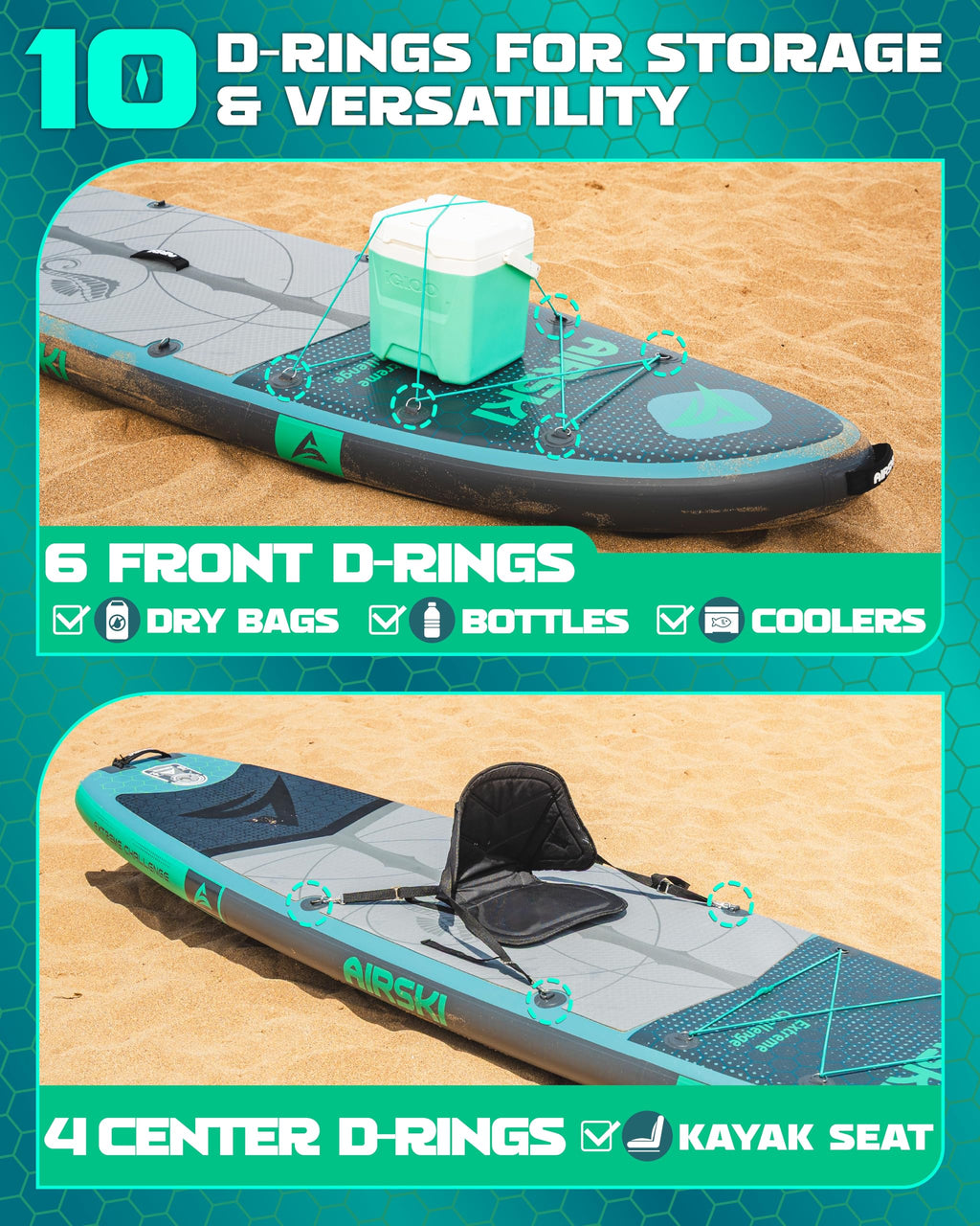 Airski 11'x34 Extra Wide Inflatable Paddle Boards, Family SUP/Yoga/Fishing