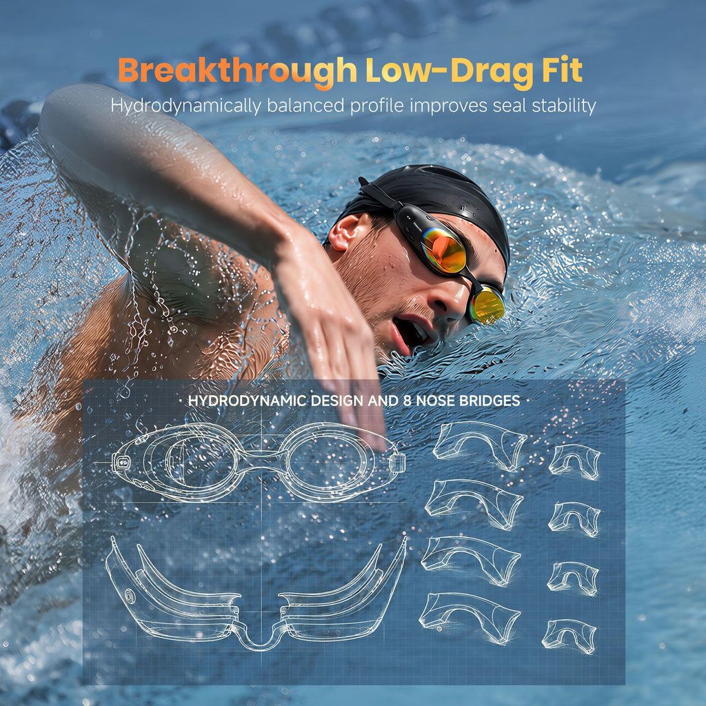 Smart AR Swim Goggles with GPS and Training Data Tracking